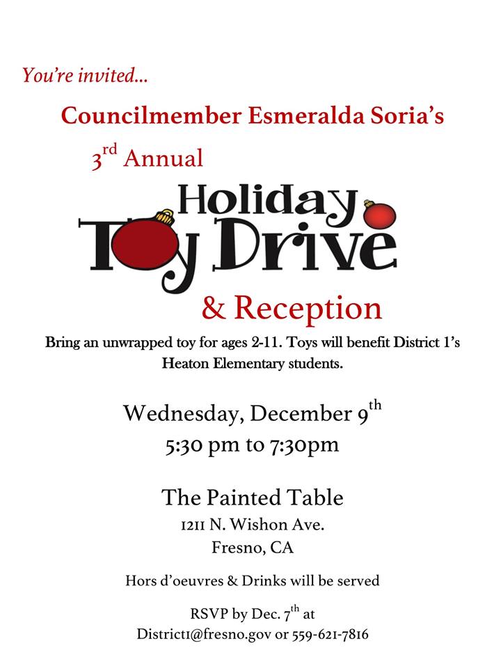 Esmeralda Soria hosting Holiday Toy Drive Dec. 9: Drop off donations at participating Tower District businesses
