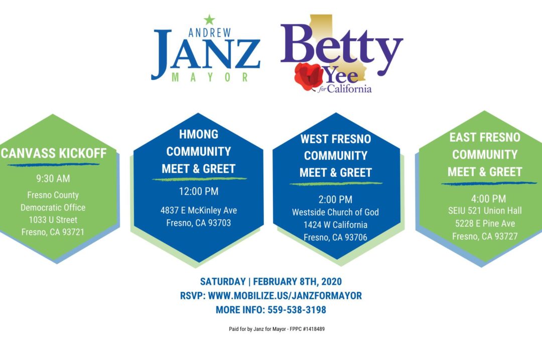 Meet & Greet Events With Betty Yee Saturday, February 8th