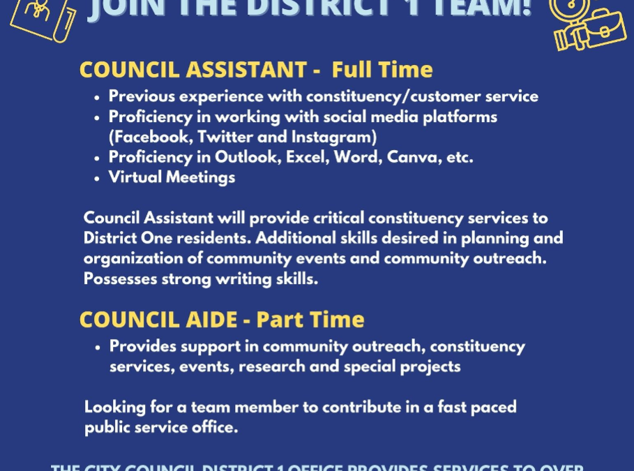 District 1 Employment Opportunities!