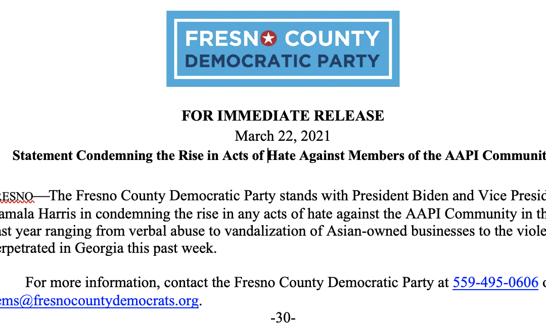 Statement Condemning the Rise in Acts of Hate Against Members of the AAPI Community