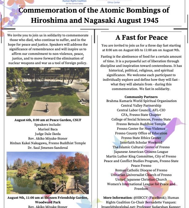 Corrected flyer about HIROSHIMA-NAGASAKI COMMEMORATION DAY