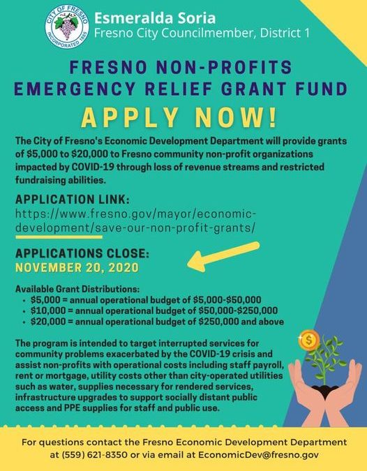 Fresno’s Non-Profits Emergency Relief Grants Now Available!