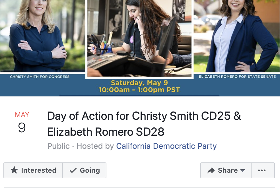 May 9 CADEM Virtual Day of Action for Christy Smith CD25 & Elizabeth Romero SD28