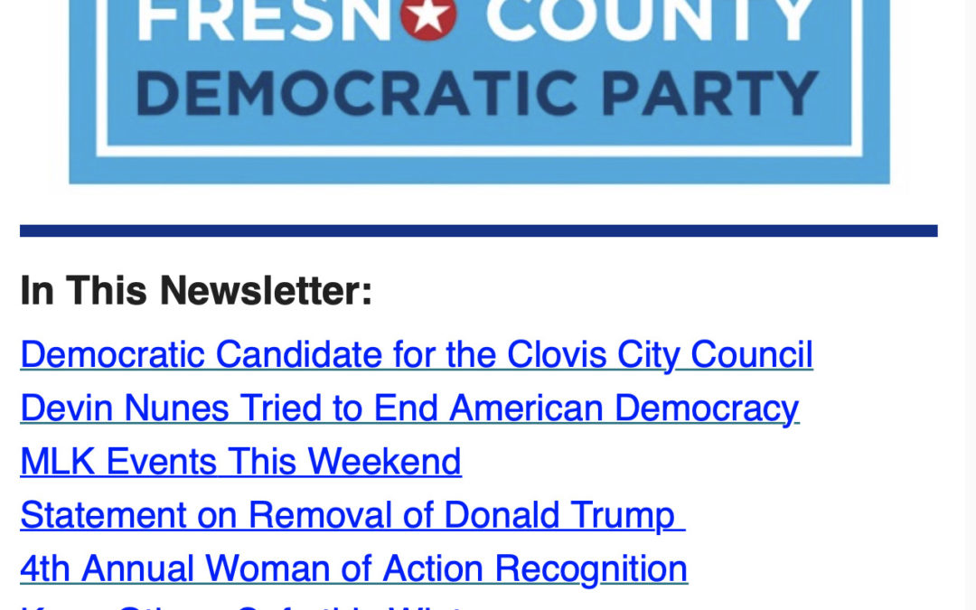 Fresno County Democratic Party Newsletter 1-15-2021